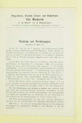 Nachträge und Berichtigungen