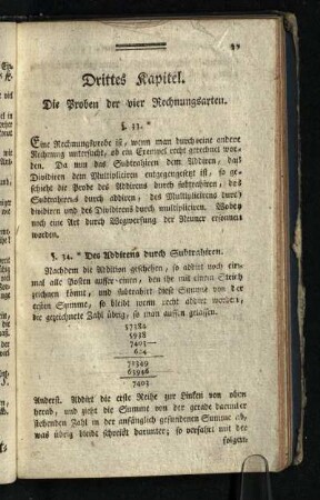 Drittes Kapitel: Die Proben der vier Rechnungsarten