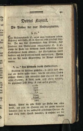 Drittes Kapitel: Die Proben der vier Rechnungsarten