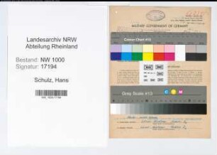 Entnazifizierung Hans Schulz, geb. 13.07.1902 (Kaufm.Angest.)