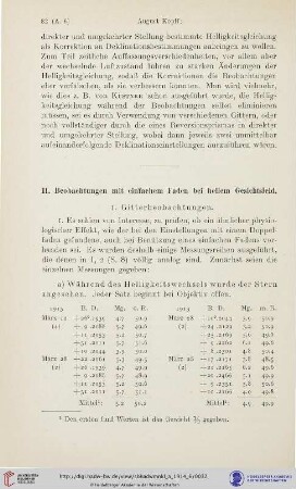 II. Beobachtungen mit einfachem Faden bei hellem Gesichtsfeld