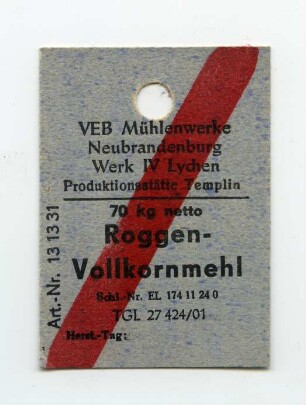 VEB Mühlenwerke Neubrandenburg Werk IV Lychen