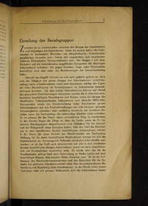 Einteilung der Berufsgruppen