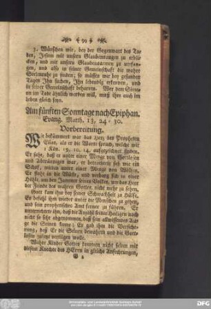 Am fünften Sonntage nach Epiphan. Evang. Matth. 13, 24 - 30.