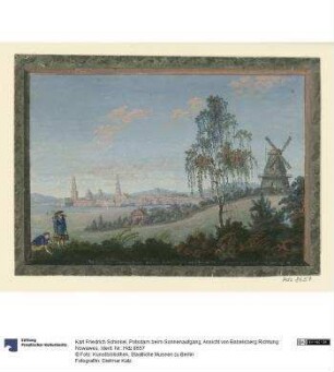 Potsdam beim Sonnenaufgang, Ansicht von Babelsberg Richtung Nowawes