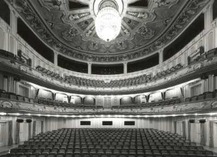 Dresden-Altstadt. Schauspielhaus (1912/1913; W. Lossow, M. H. Kühne; Umbau 1993/1995). Zuschauerraum. Blick von der Bühne