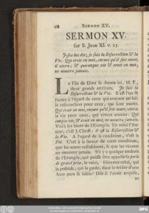 Sermon XV. sur S. Jean XI. v. 25.