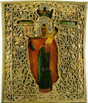 Heilige Barbara mit Kreuz und Schriftrolle