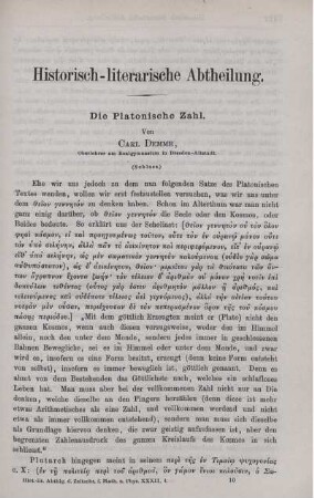 Die Platonische Zahl.
