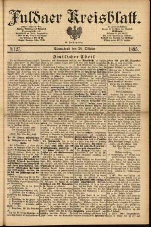 Erste Ausgabe vom Samstag, den 26. Oktober 1895.