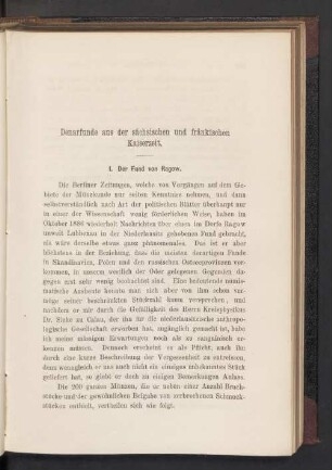Denarfunde aus der sächsischen und fränkischen Kaiserzeit