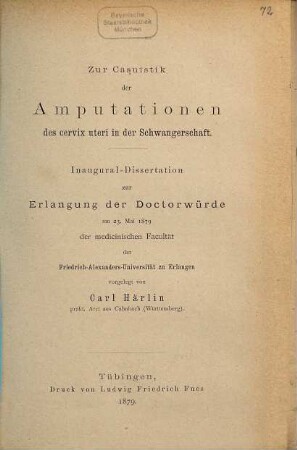 Zur Casuistik der Amputationen der Cervix uteri in der Schwangerschaft