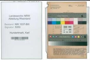 Entnazifizierung Karl Hundertmark , geb. 30.09.1897 (Postinspektor)