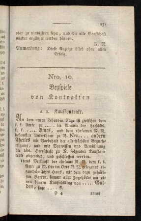 231-265, Nro. 10. Beyspiele von Kontrakten.