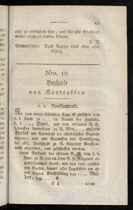 231-265, Nro. 10. Beyspiele von Kontrakten.