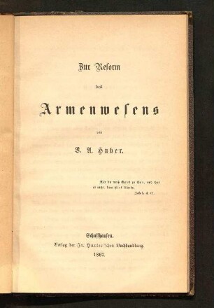 Zur Reform des Armenwesens