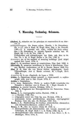 V. Mineralog. Technolog. Oekonom.