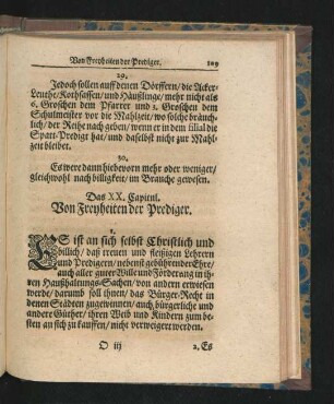 Das XX. Capitul. Von Freyheiten der Prediger.