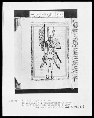 Weingartner Liederhandschrift — Herr Wahsmuot von Kunzich, Folio 118recto
