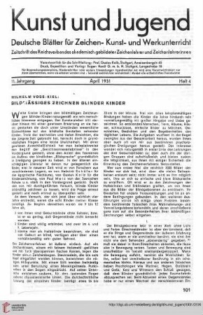 N.F. 11.1931: Bildmässiges Zeichnen blinder Kinder