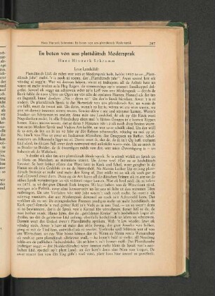 En beten von uns plattdütsch Modersprak