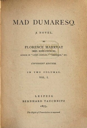 Mad Dumaresq : a novel. 1