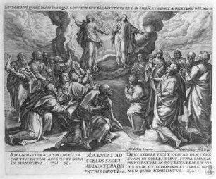 Erscheinung des auferstandenen Christus vor den Aposteln : Sadeler, Johann , nach Vos, Maarten de: Erscheinung des auferstandenen Christus vor den Aposteln. Illustration aus "Das Credo". Kupferstich; ca. 21 x 24,5 cm. Dresden: Kupferstich-Kabinett A 47 631 in A 1267, 1