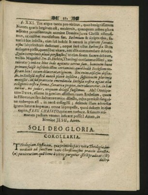 Soli Deo Gloria. Corollaria. I.