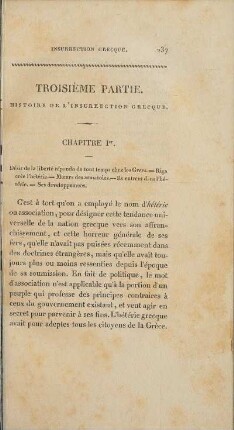 Troisième Partie. Histoire de l'insurrection grecque