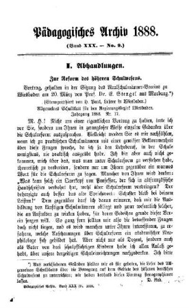 Zur Reform des höheren Schulwesens