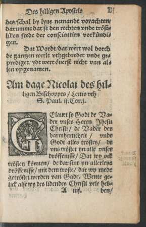 Am dage Nicolai des hilligen Bischoppes ...