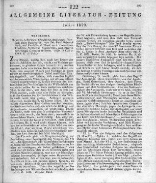 Sack, K. H.: Christliche Apologetik. Versuch eines Handbuchs. Hamburg: Perthes 1829