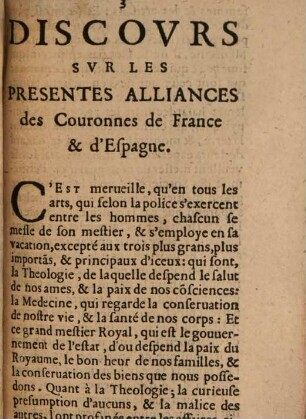 Discours sur les presentes alliances des Maisons de France