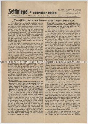 Wochenzeitung "Zeitspiegel" mit Titel zum "preußischen Geist"