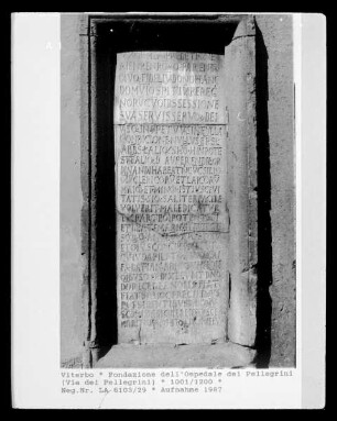 Fondazione dell'Ospedale dei Pellegrini (Gründungsinschrift?)
