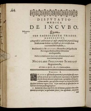 Disputatio Medica De Incubo.