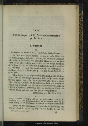 XXVI. Entscheidungen des K. Oberappellationsgerichts zu Dresden