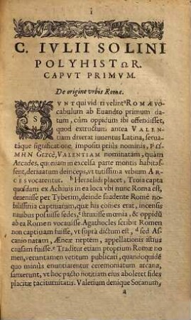 C. Ivlii Solini Polyhistor, vel, Rervm Toto Orbe Memorabilivm Thesavrvs