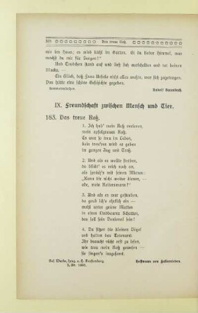 IX. Freundschaft zwischen Mensch und Tier