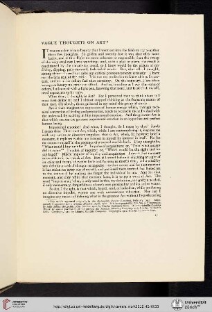 Vague Thoughts on Art [reprint from Fortnightly Review (London), February 1912; Atlantic Monthly, April 1912; The Inn of Tranquility by John Galsworthy, 1912]