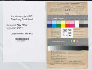 Entnazifizierung Martha Lubomirsky, geb. 25.04.1896 (Stenotyp.)