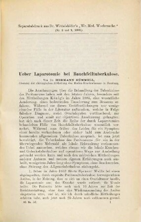 Über Laparotomie bei Bauchfelltuberkulose