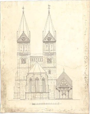 Dolmetsch, Heinrich; Murrhardt ; Ev. Stadtkirche, Restaurierung - Ostseite (Ansicht)