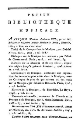 Petite Bibliothèque Musicale.