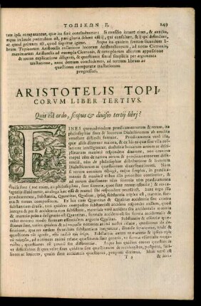Aristotelis Topicorum Liber Tertius.