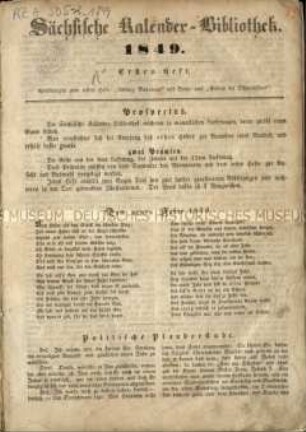 Sächsische Kalenderbibliothek. 1849