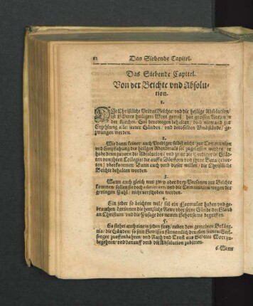 Das Siebende Capitel. Von der Beichte und Absolution.