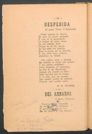 Despedida : [Décima]. - Al poeta Víctor F. Espíndola.