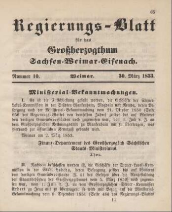 Nr. 10 : 30. März 1853