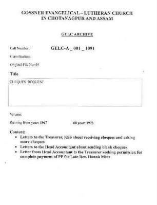 CHEQUES REQUEST